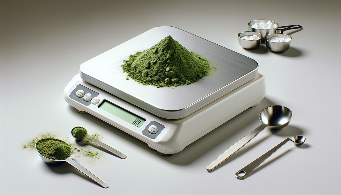 Kratom powder being measured on a scale