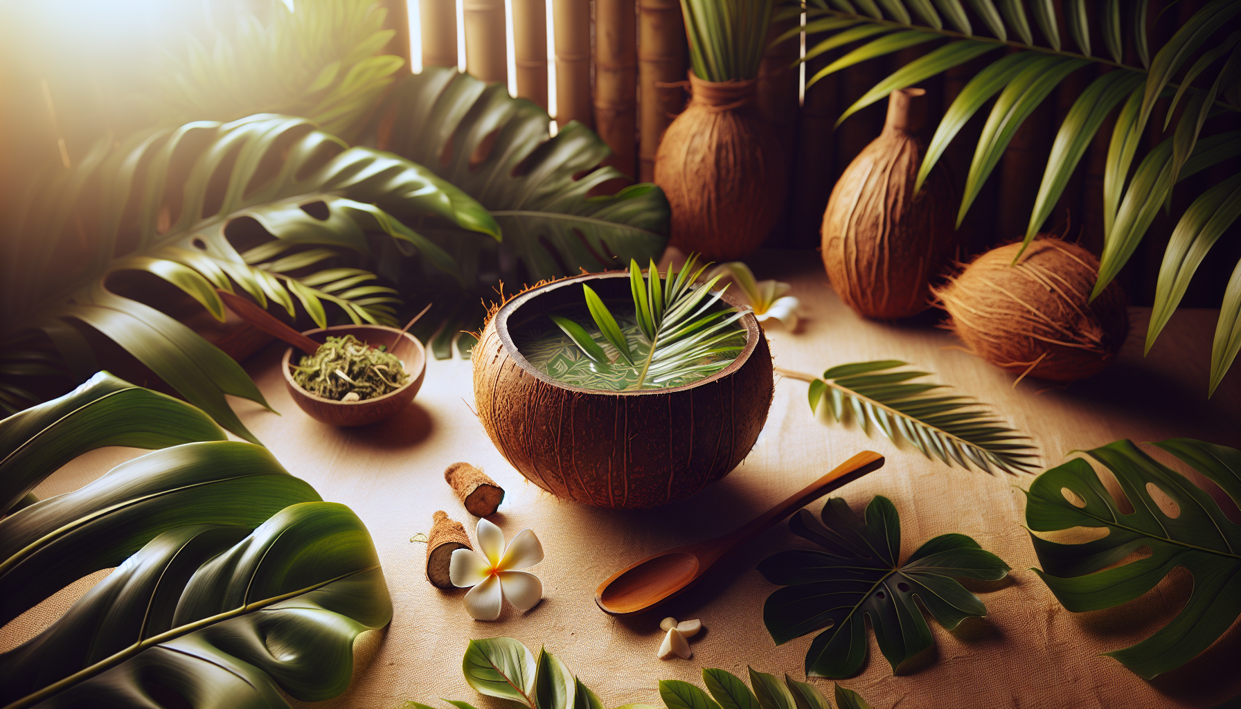 Traditional kava drink in coconut shell