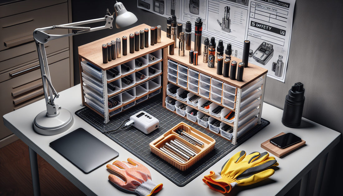 Vape battery safety equipment and proper storage demonstration
