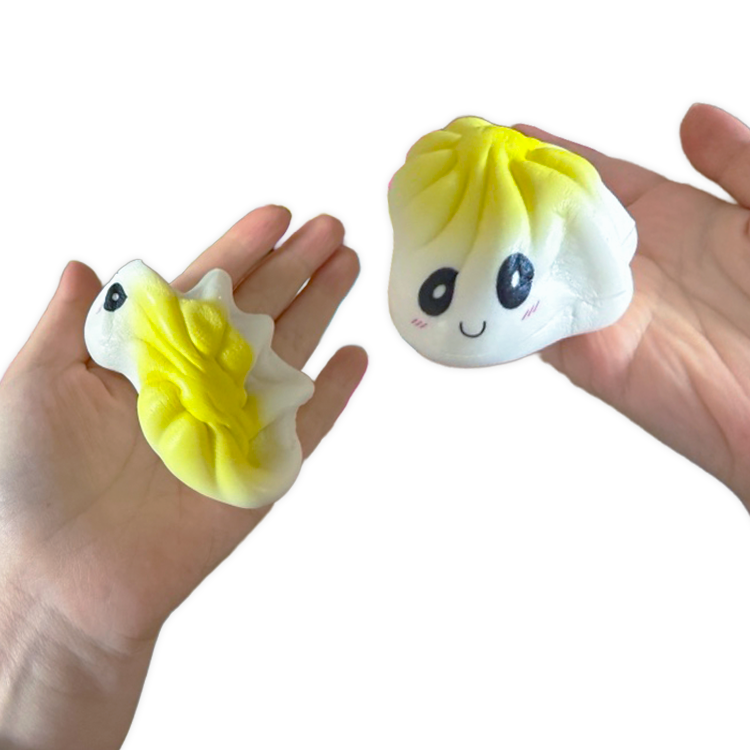 Fun Doh Mystery Slow-Rise Dumpling Toy being squeezed