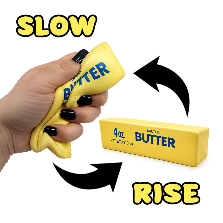 Fun Doh 6" Butter Stick Slow-Rise Squishy Toy being squeezed