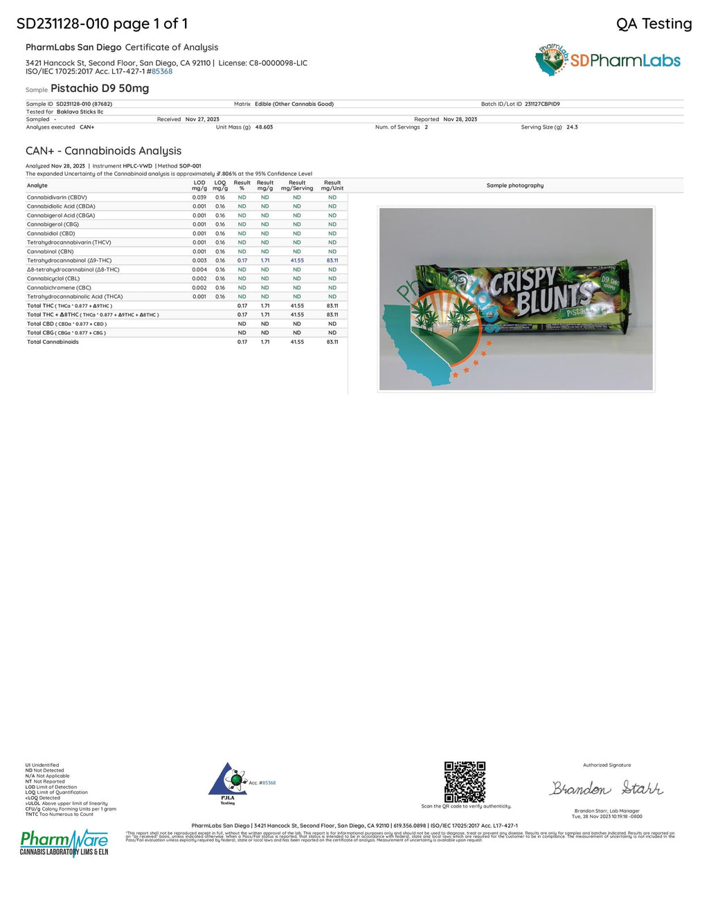 COA - Pistachio 50mg