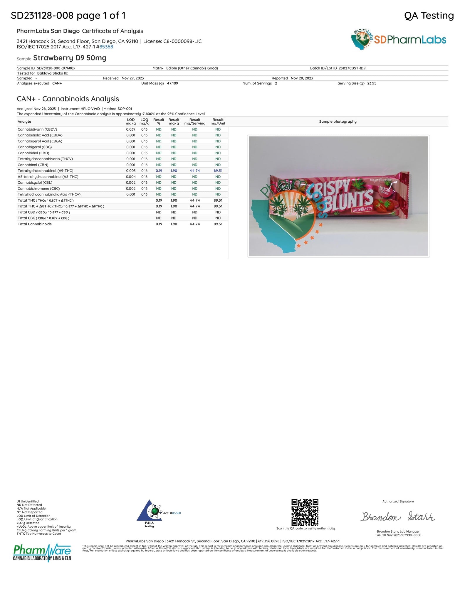 COA - Strawberry 50mg