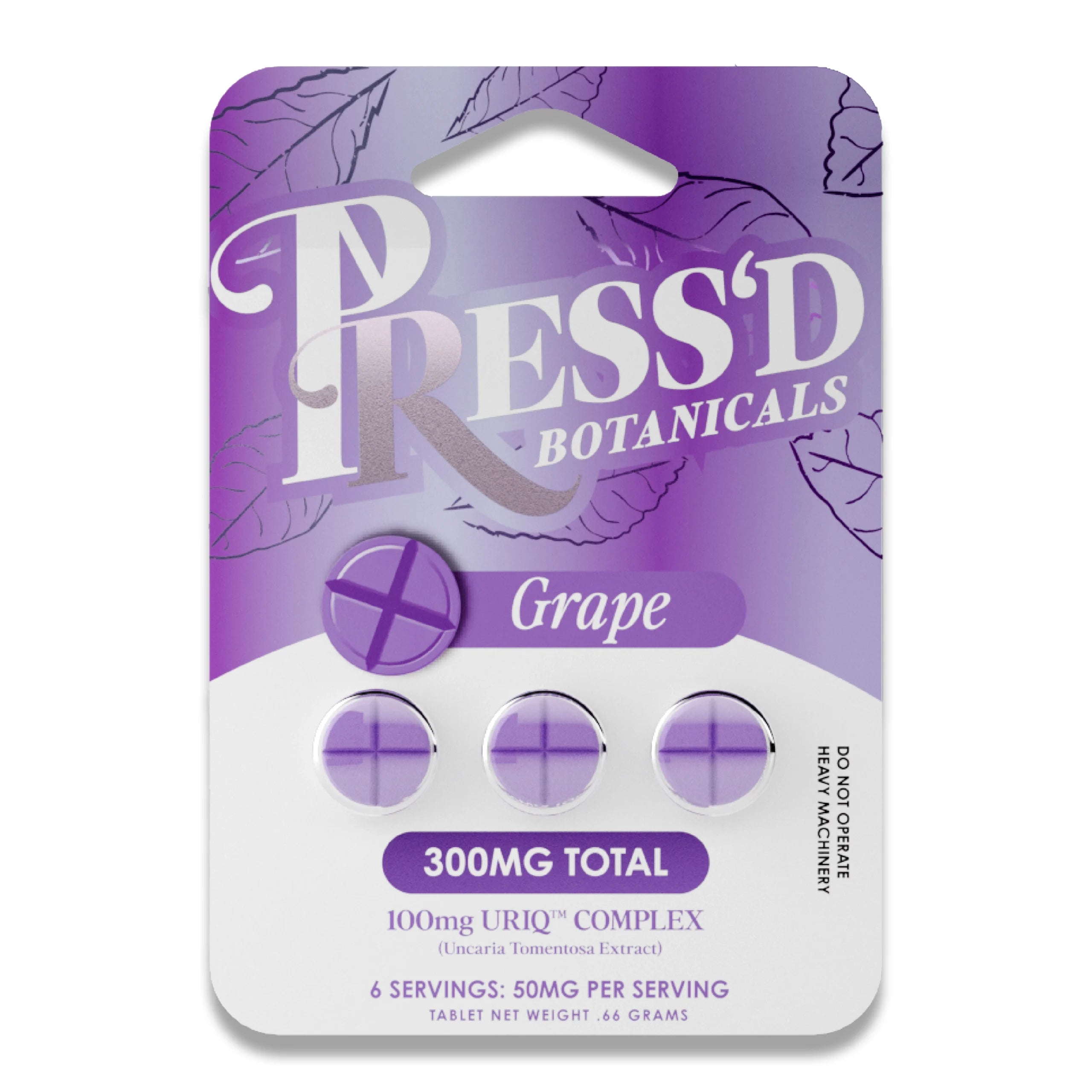 Press'd Botanicals URIQ Complex Tablets - Grape Flavor 100mg
