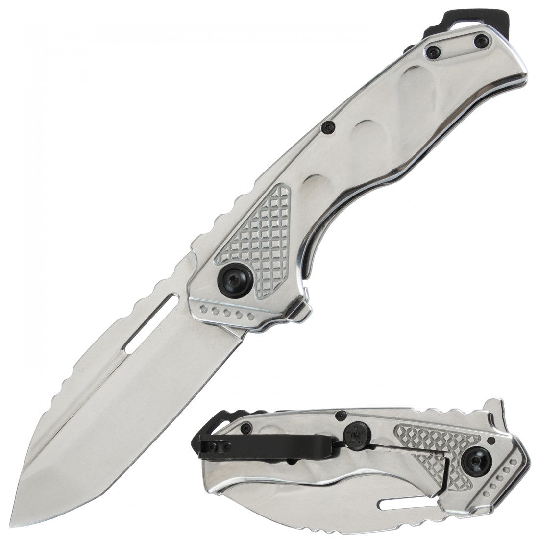 Assisted Knife Silver Titanium Handle, 4.75" closed