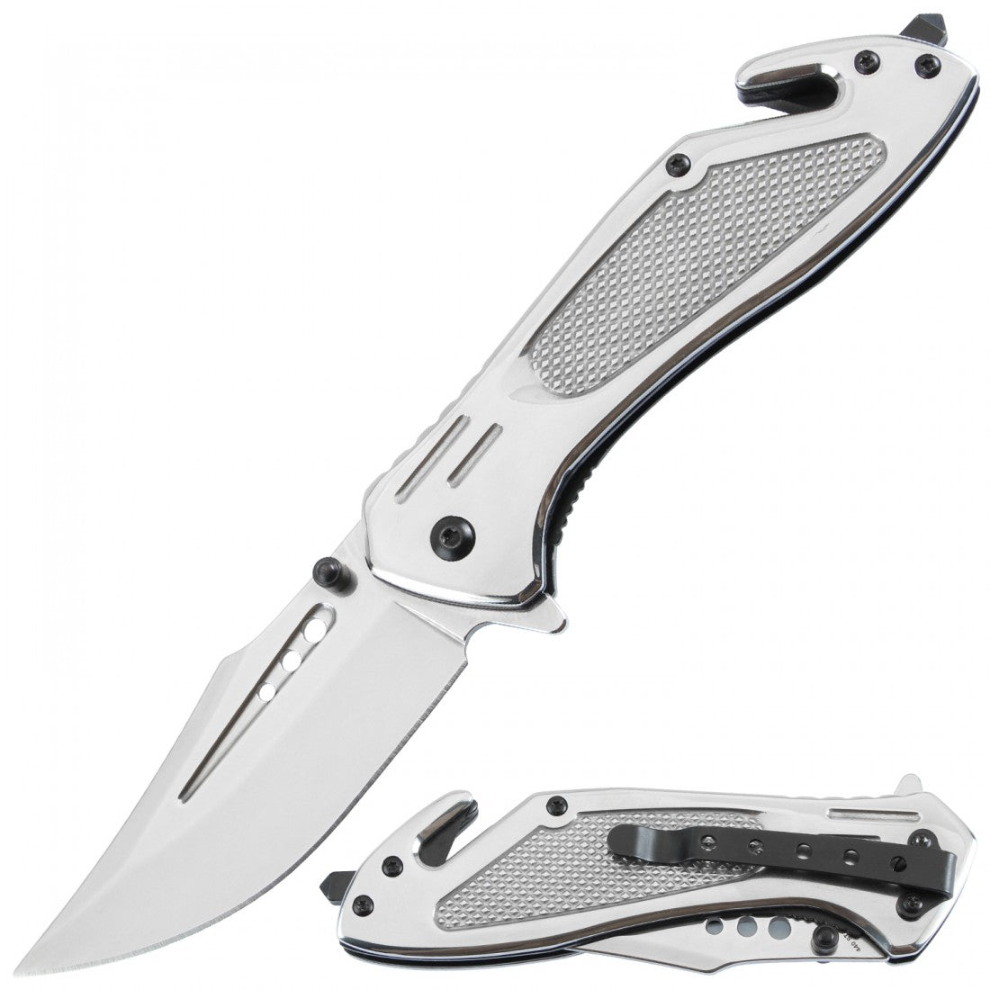 Assisted Knife Silver Titanium Handle