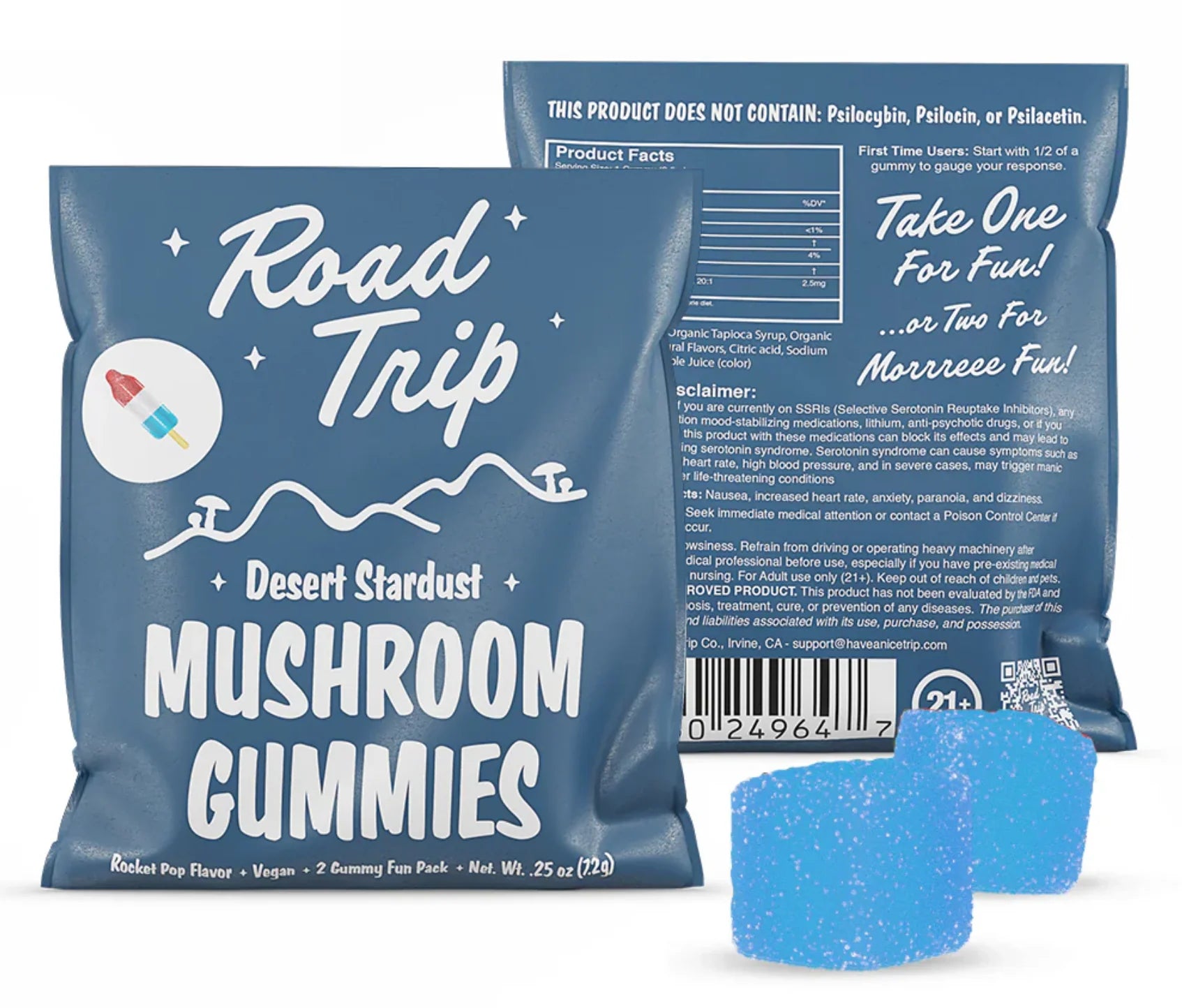 Road Trip Desert Stardust Mushroom Gummies 2ct Sachet Rocket Pop