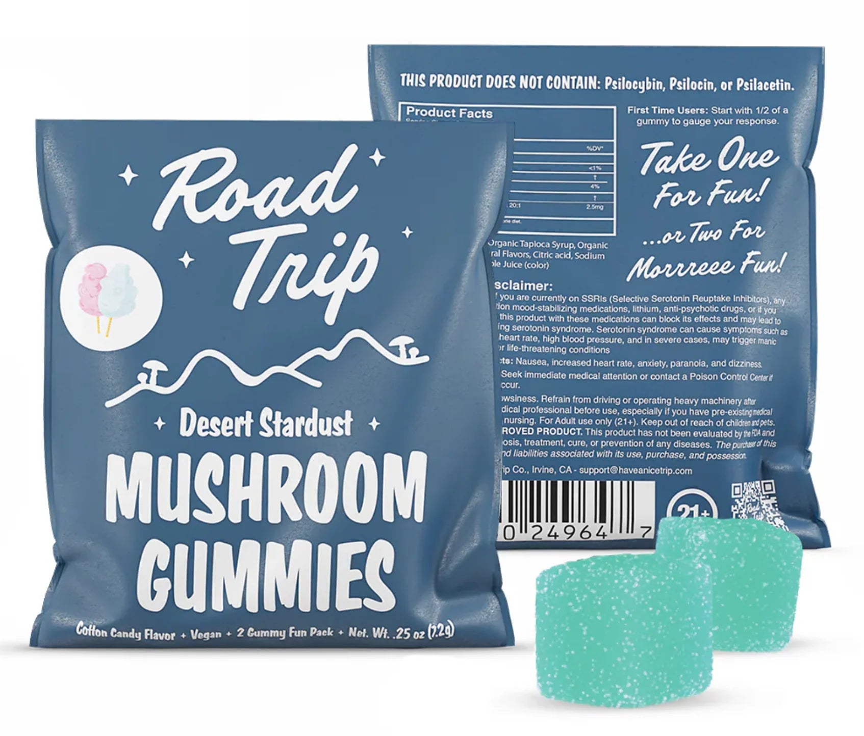 Road Trip Desert Stardust Mushroom Gummies 2ct Sachet Cotton Candy
