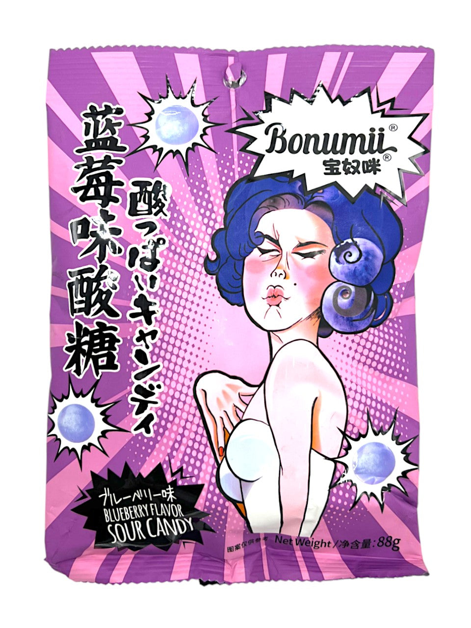 Bonumii Funny Blueberry Flavor Sour Candy 88g (China)