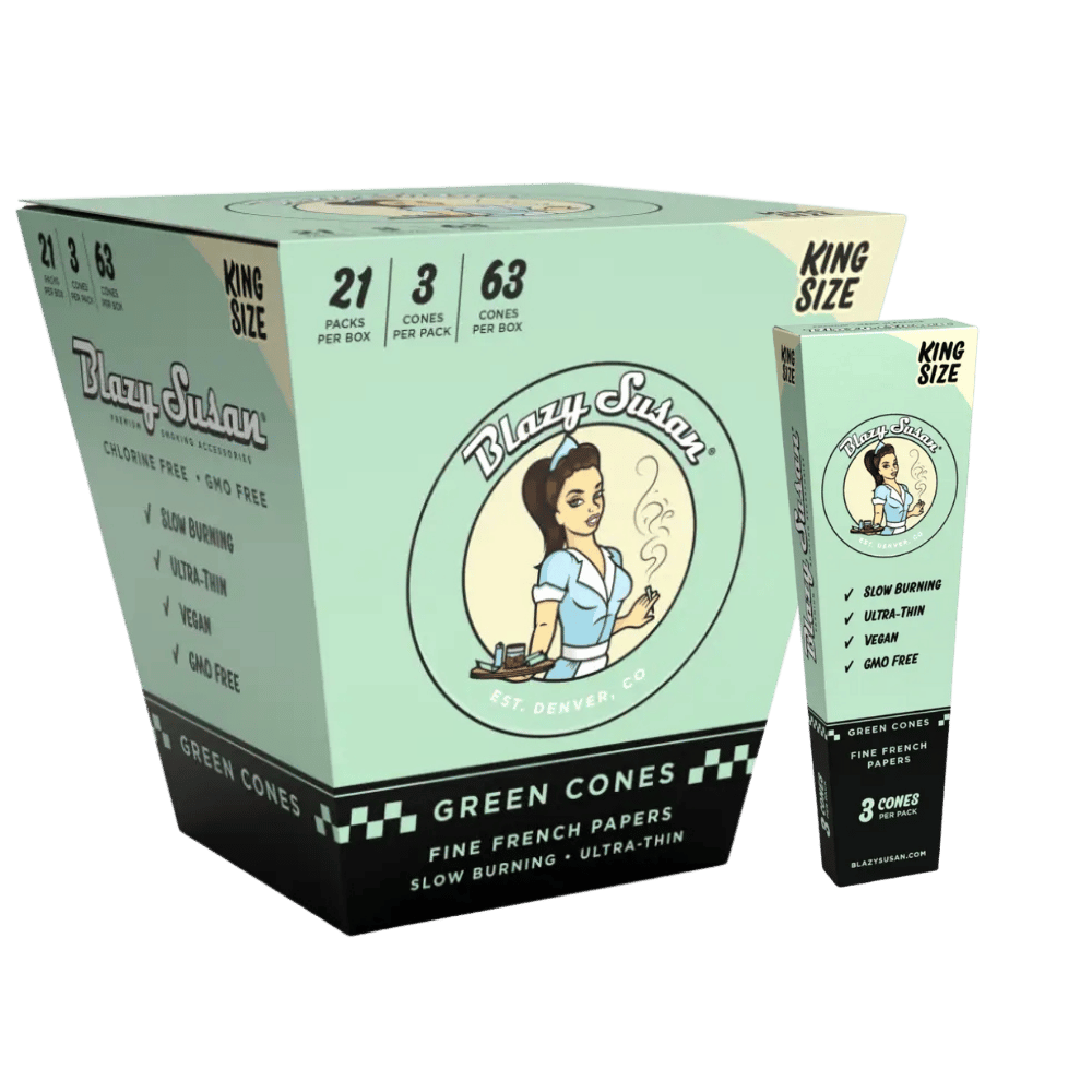 Blazy Susan ~ Cones | Green (King Size) [3pk]