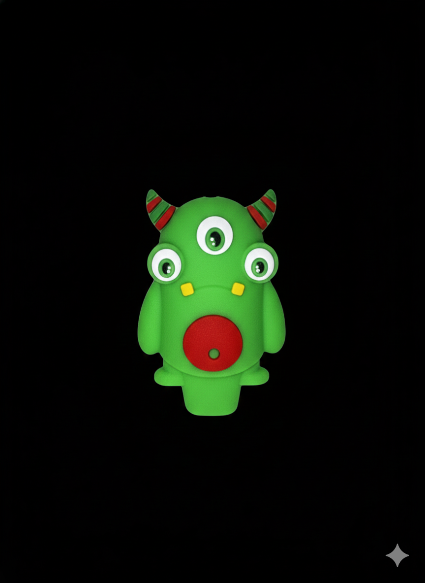 Silicone Hand Pipe - Small 3 Eye Monster