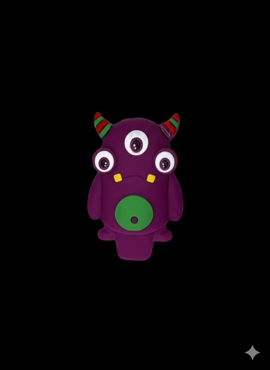 Silicone Hand Pipe - Small 3 Eye Monster
